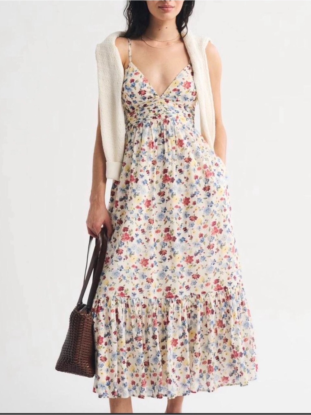 Abercrombie & Fitch Bra Free Tie Back Flowy Maxi Dress Size S Petite